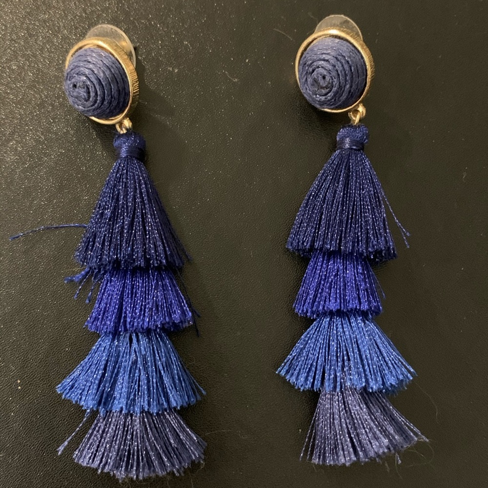 Fun and Light Blue Ombré Tassel Earrings